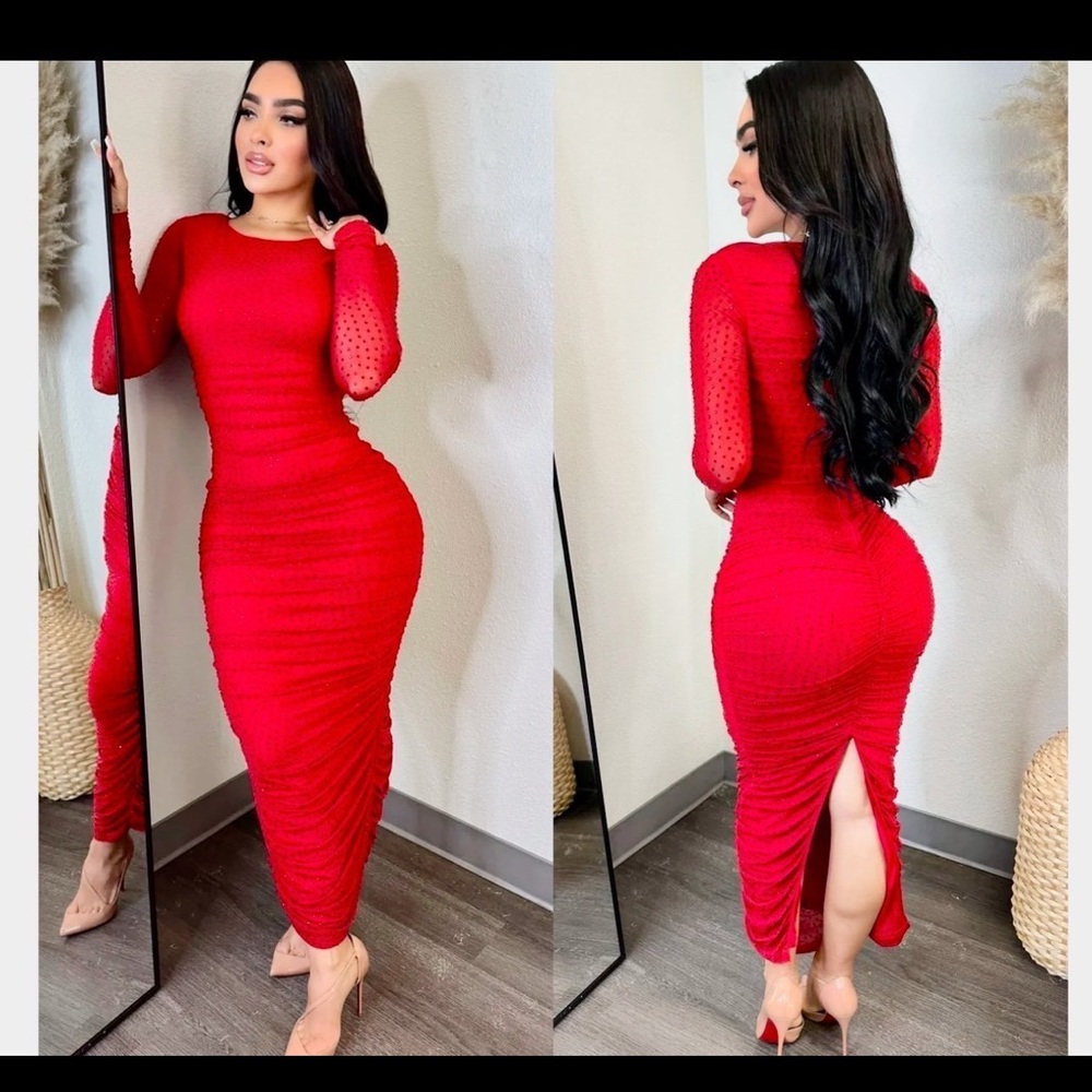 Fashion Nova Vibrant Red Maxi Dress